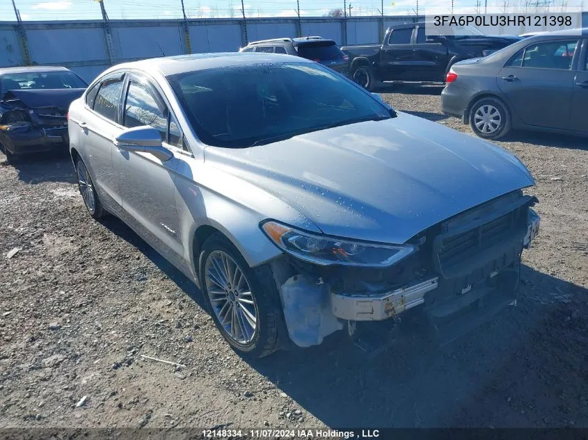 2017 Ford Fusion Se Hybrid VIN: 3FA6P0LU3HR121398 Lot: 12148334