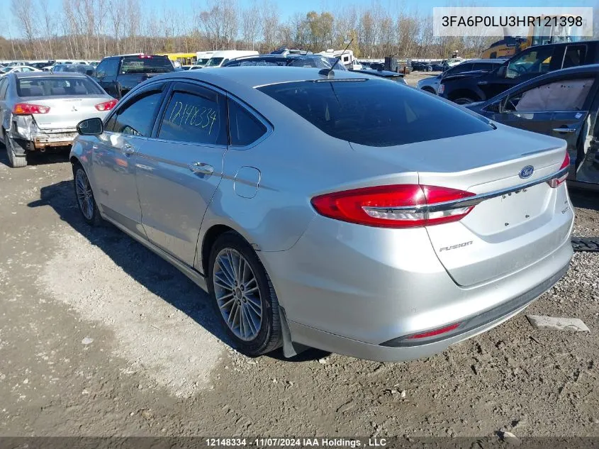 2017 Ford Fusion Se Hybrid VIN: 3FA6P0LU3HR121398 Lot: 12148334