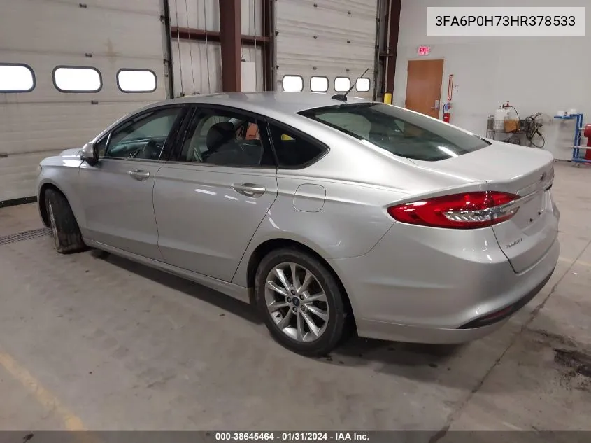 2017 Ford Fusion Se VIN: 3FA6P0H73HR378533 Lot: 38645464