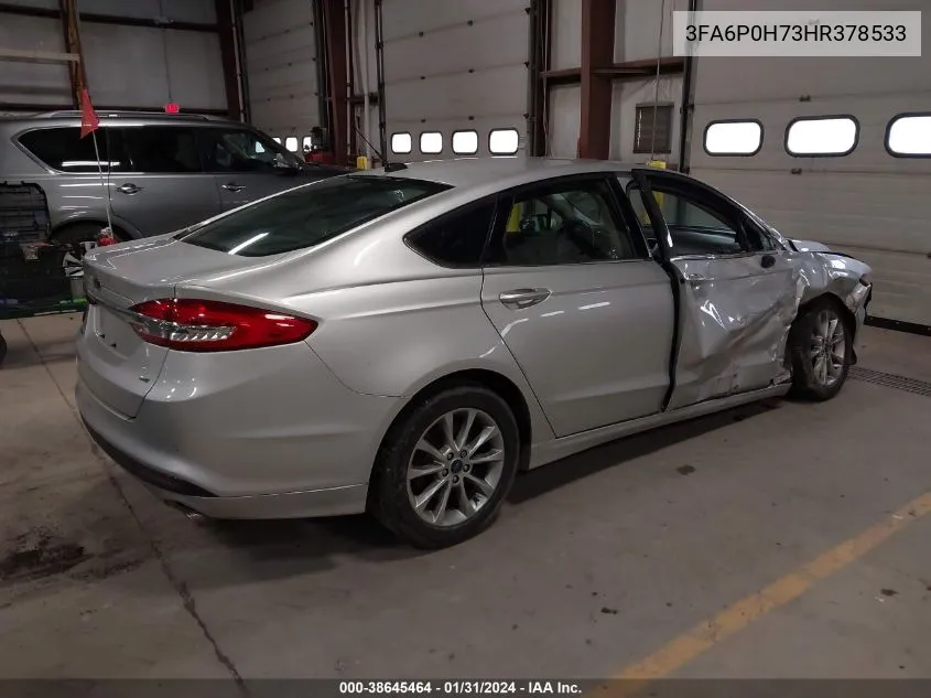 2017 Ford Fusion Se VIN: 3FA6P0H73HR378533 Lot: 38645464