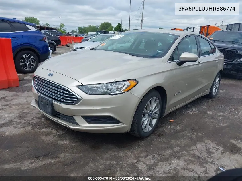 2017 Ford Fusion Hybrid Se VIN: 3FA6P0LU9HR385774 Lot: 39347010