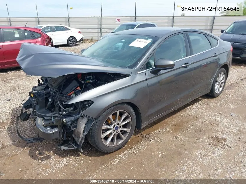 2017 Ford Fusion Se VIN: 3FA6P0H72HR164648 Lot: 39402110