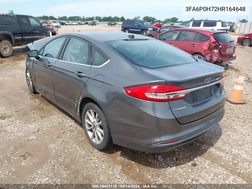 2017 Ford Fusion Se VIN: 3FA6P0H72HR164648 Lot: 39402110