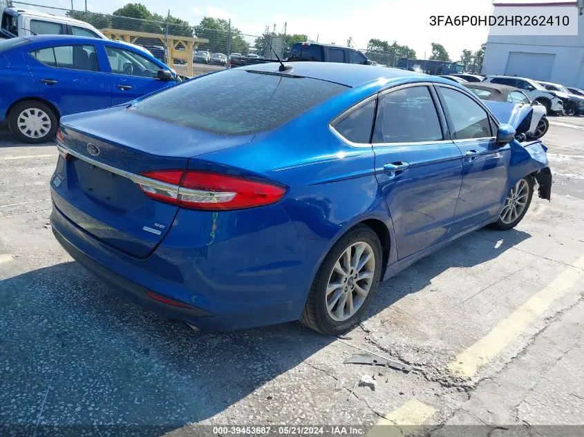 2017 Ford Fusion Se VIN: 3FA6P0HD2HR262410 Lot: 39453687