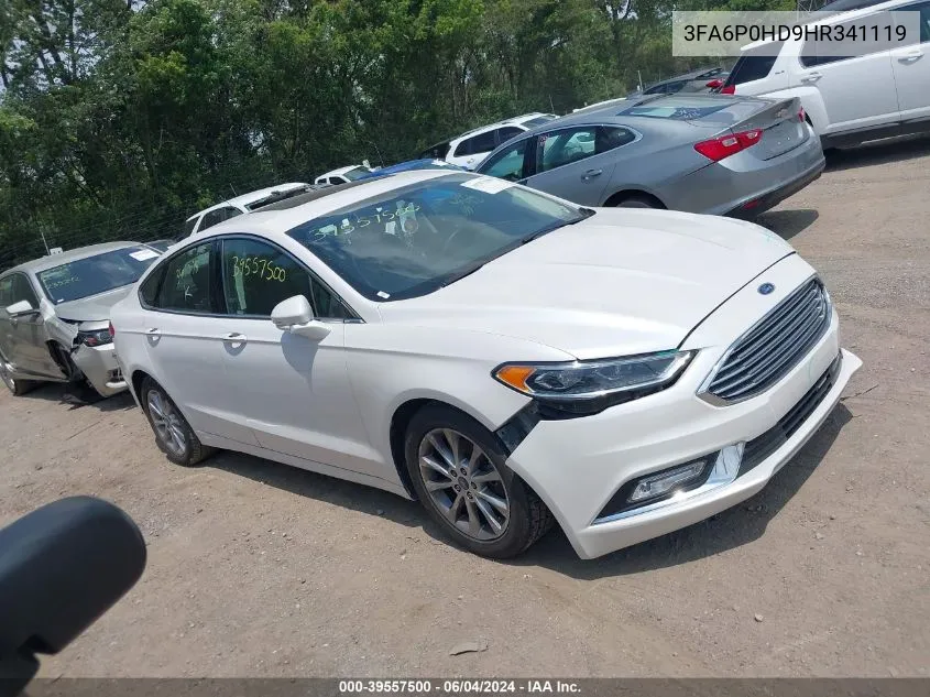 2017 Ford Fusion Se VIN: 3FA6P0HD9HR341119 Lot: 39557500