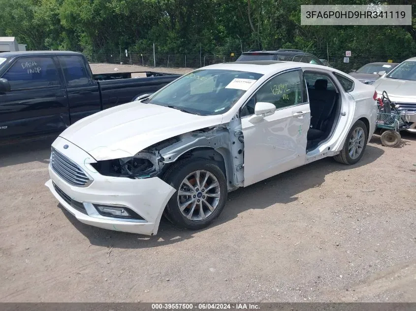 2017 Ford Fusion Se VIN: 3FA6P0HD9HR341119 Lot: 39557500