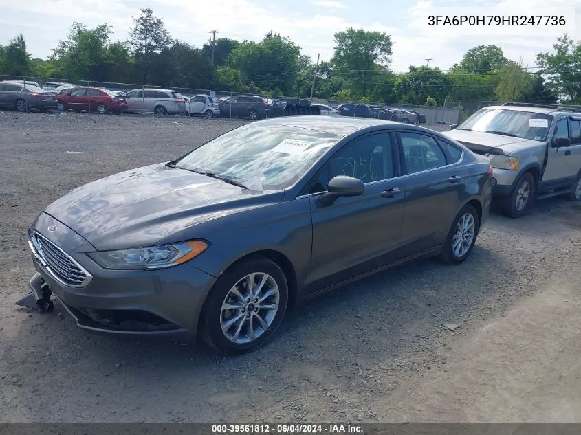 2017 Ford Fusion Se VIN: 3FA6P0H79HR247736 Lot: 39561812