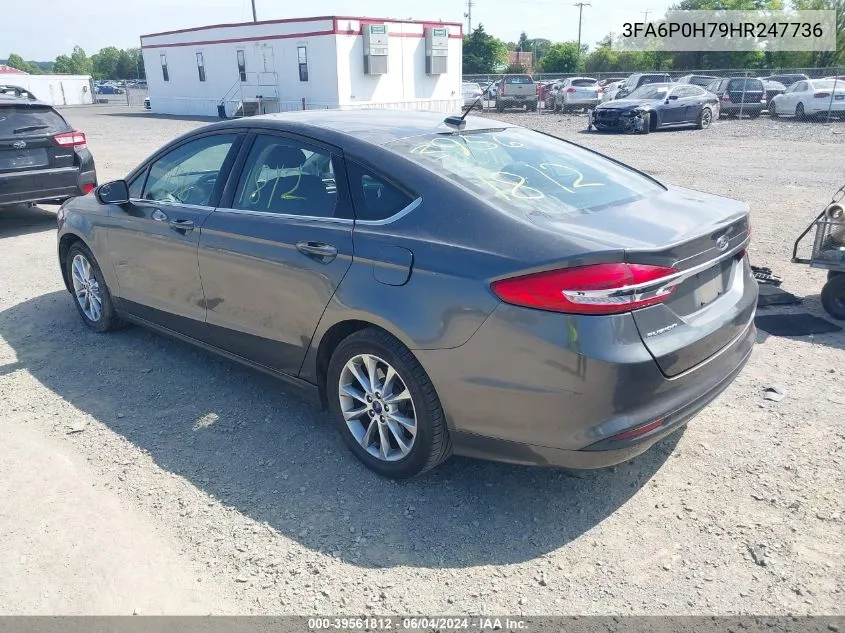 2017 Ford Fusion Se VIN: 3FA6P0H79HR247736 Lot: 39561812