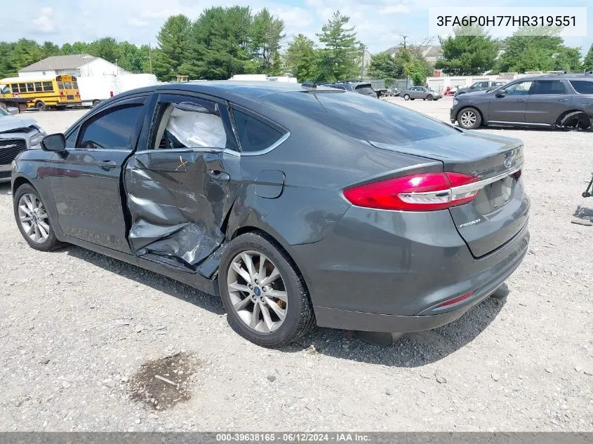 2017 Ford Fusion Se VIN: 3FA6P0H77HR319551 Lot: 39638165