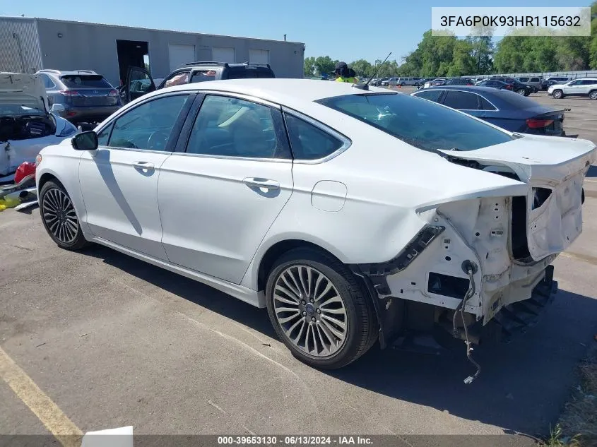 2017 Ford Fusion Titanium VIN: 3FA6P0K93HR115632 Lot: 39653130