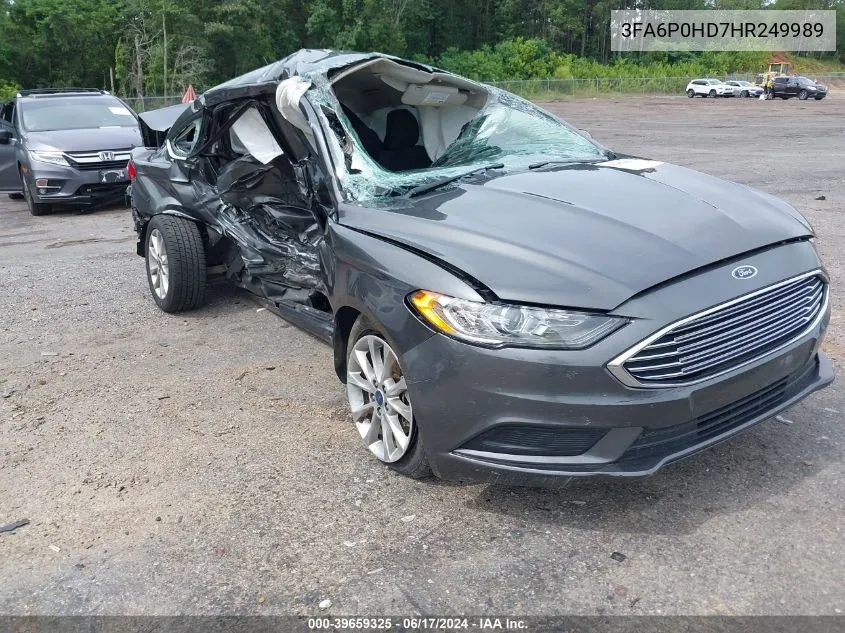 2017 Ford Fusion Se VIN: 3FA6P0HD7HR249989 Lot: 39659325