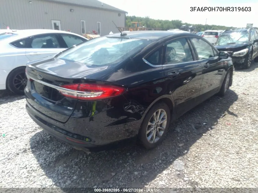 2017 Ford Fusion Se VIN: 3FA6P0H70HR319603 Lot: 39692595