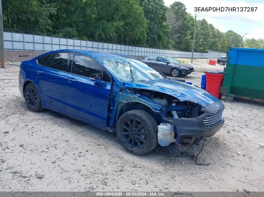 2017 Ford Fusion Se VIN: 3FA6P0HD7HR137287 Lot: 39693898