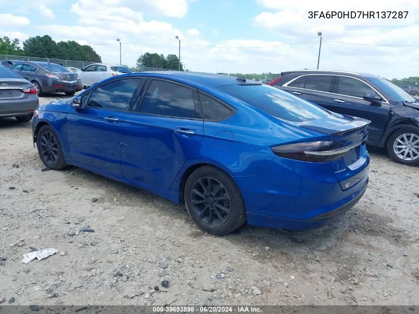 2017 Ford Fusion Se VIN: 3FA6P0HD7HR137287 Lot: 39693898