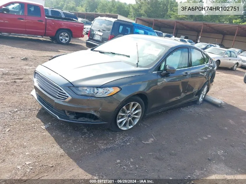 2017 Ford Fusion Se VIN: 3FA6P0H74HR102751 Lot: 39727301