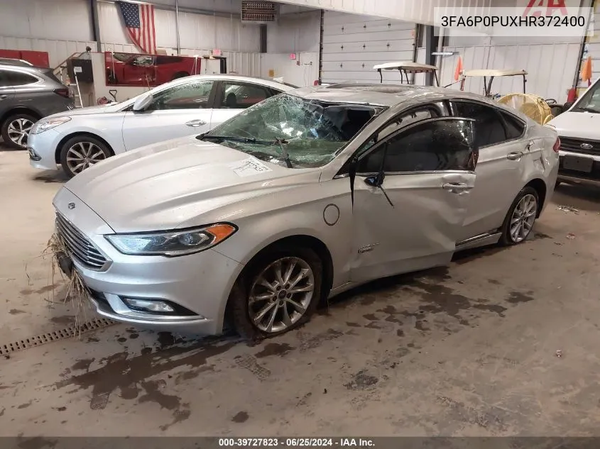 2017 Ford Fusion Energi Se Luxury VIN: 3FA6P0PUXHR372400 Lot: 39727823