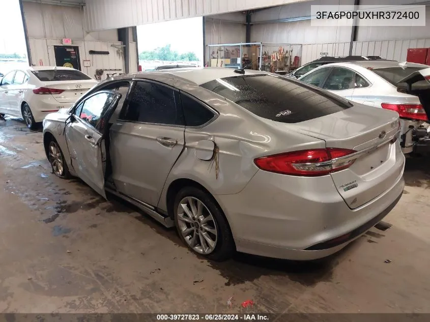 2017 Ford Fusion Energi Se Luxury VIN: 3FA6P0PUXHR372400 Lot: 39727823