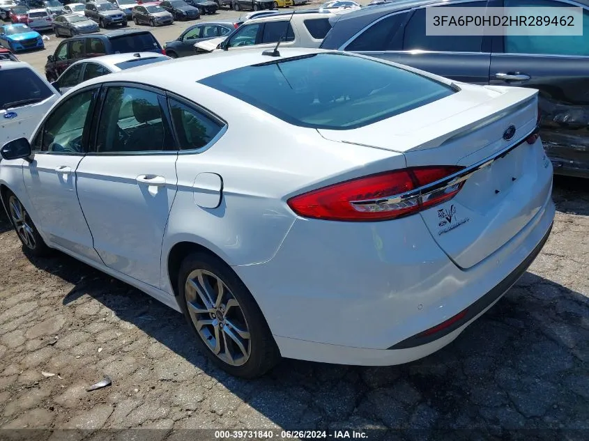 2017 Ford Fusion Se VIN: 3FA6P0HD2HR289462 Lot: 39731840