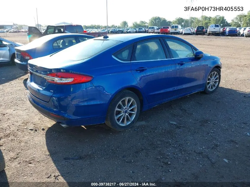 2017 Ford Fusion Se VIN: 3FA6P0H73HR405553 Lot: 39738217