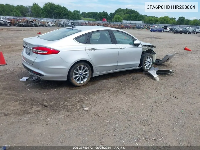 2017 Ford Fusion Se VIN: 3FA6P0HD1HR298864 Lot: 39740473