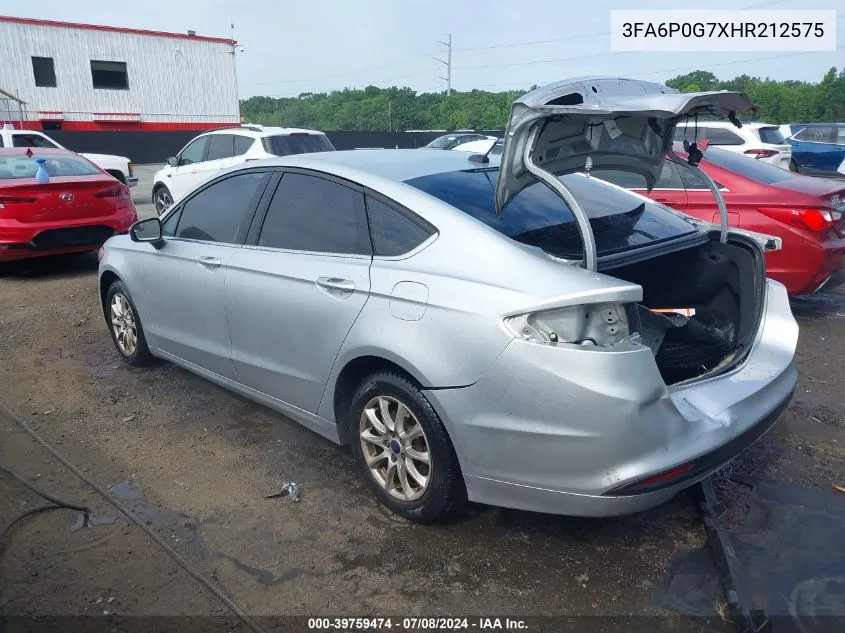 2017 Ford Fusion S VIN: 3FA6P0G7XHR212575 Lot: 39759474