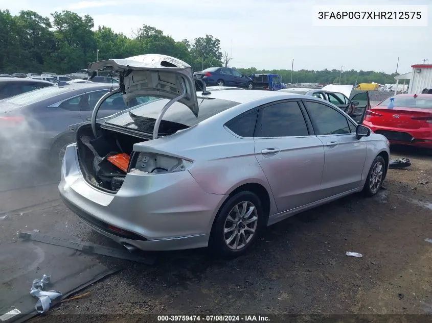 2017 Ford Fusion S VIN: 3FA6P0G7XHR212575 Lot: 39759474