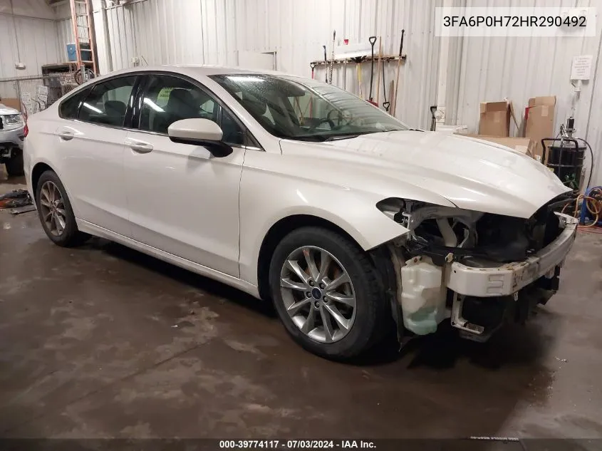 2017 Ford Fusion Se VIN: 3FA6P0H72HR290492 Lot: 39774117