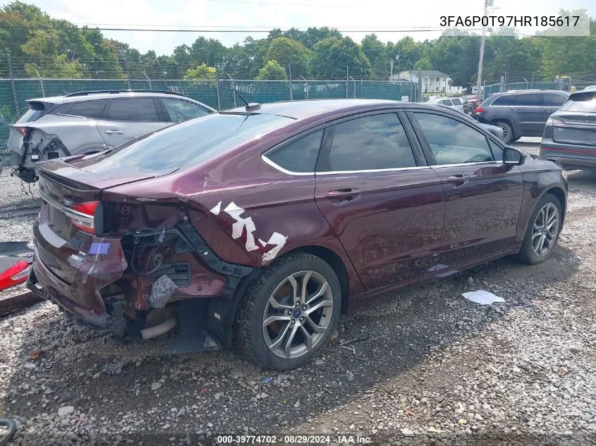 2017 Ford Fusion Se VIN: 3FA6P0T97HR185617 Lot: 39774702