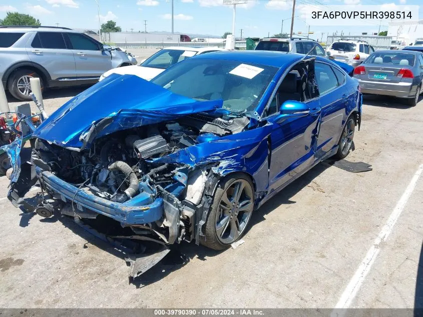 2017 Ford Fusion Sport VIN: 3FA6P0VP5HR398514 Lot: 39790390