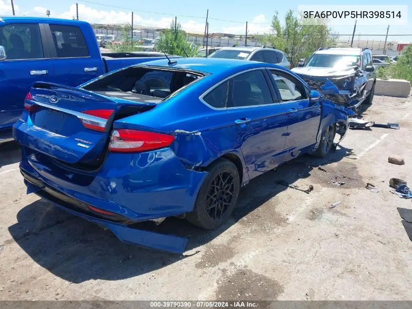 2017 Ford Fusion Sport VIN: 3FA6P0VP5HR398514 Lot: 39790390