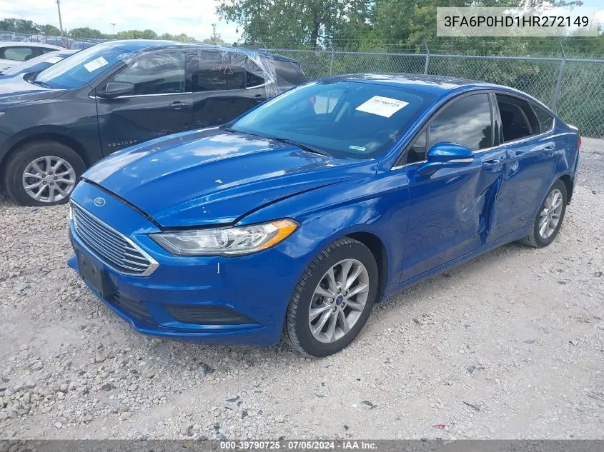 2017 Ford Fusion Se VIN: 3FA6P0HD1HR272149 Lot: 39790725