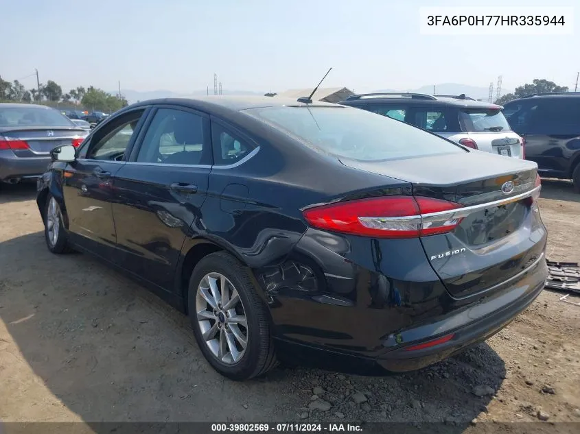 2017 Ford Fusion Se VIN: 3FA6P0H77HR335944 Lot: 39802569