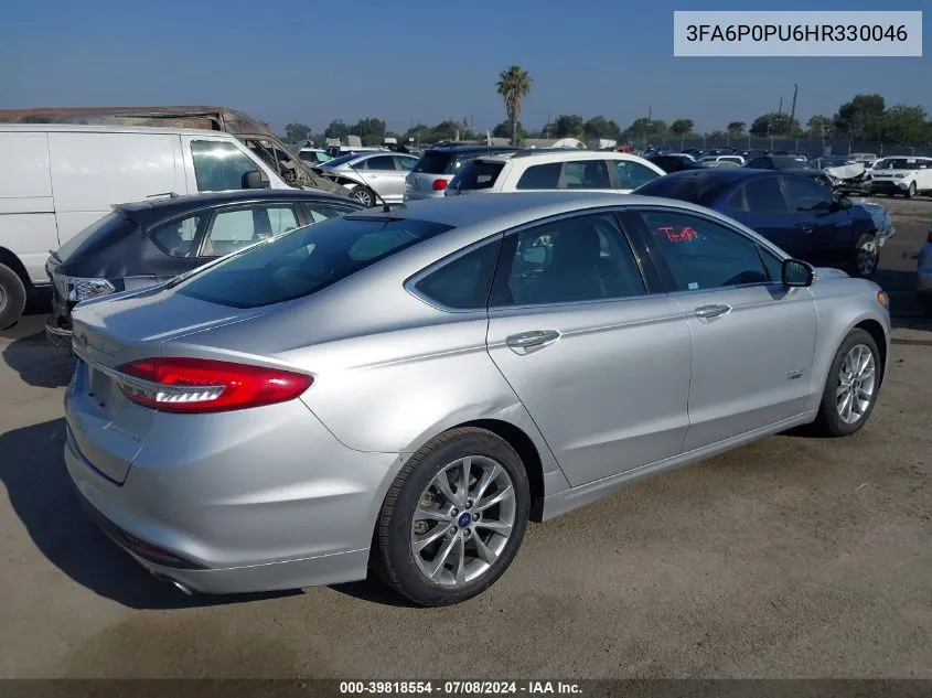 2017 Ford Fusion Energi Se Luxury VIN: 3FA6P0PU6HR330046 Lot: 39818554