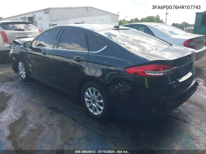 2017 Ford Fusion S VIN: 3FA6P0G76HR107743 Lot: 39830013