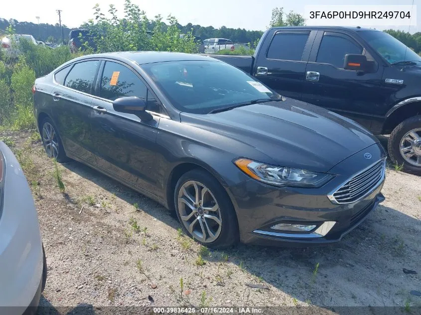 2017 Ford Fusion Se VIN: 3FA6P0HD9HR249704 Lot: 39836425