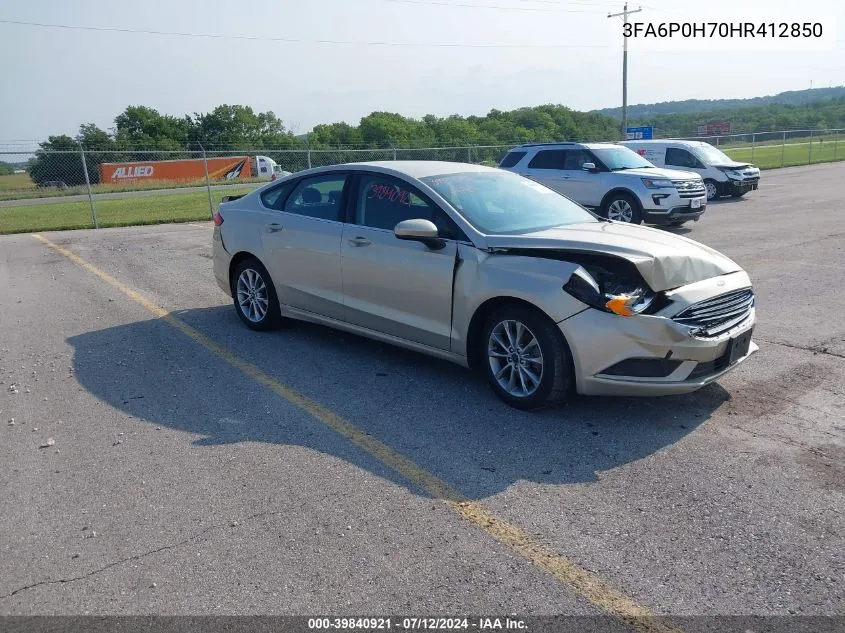 2017 Ford Fusion Se VIN: 3FA6P0H70HR412850 Lot: 39840921