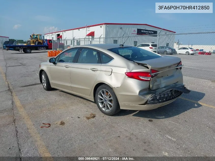 2017 Ford Fusion Se VIN: 3FA6P0H70HR412850 Lot: 39840921