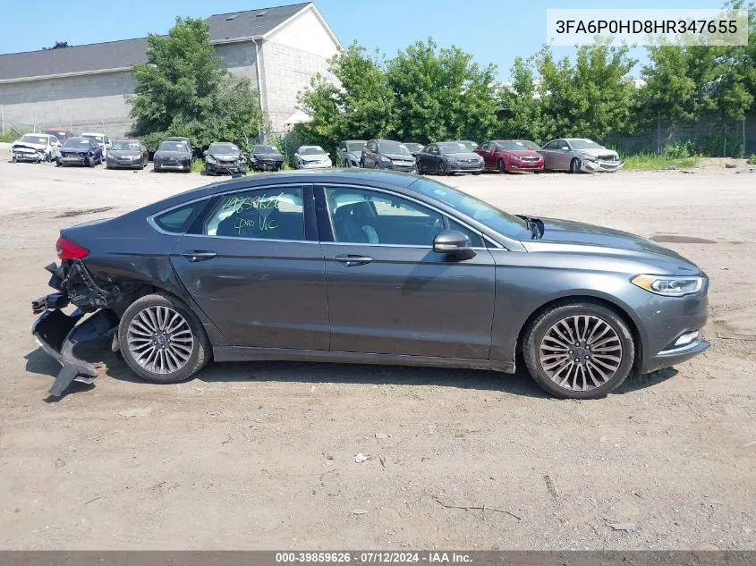 2017 Ford Fusion Se VIN: 3FA6P0HD8HR347655 Lot: 39859626