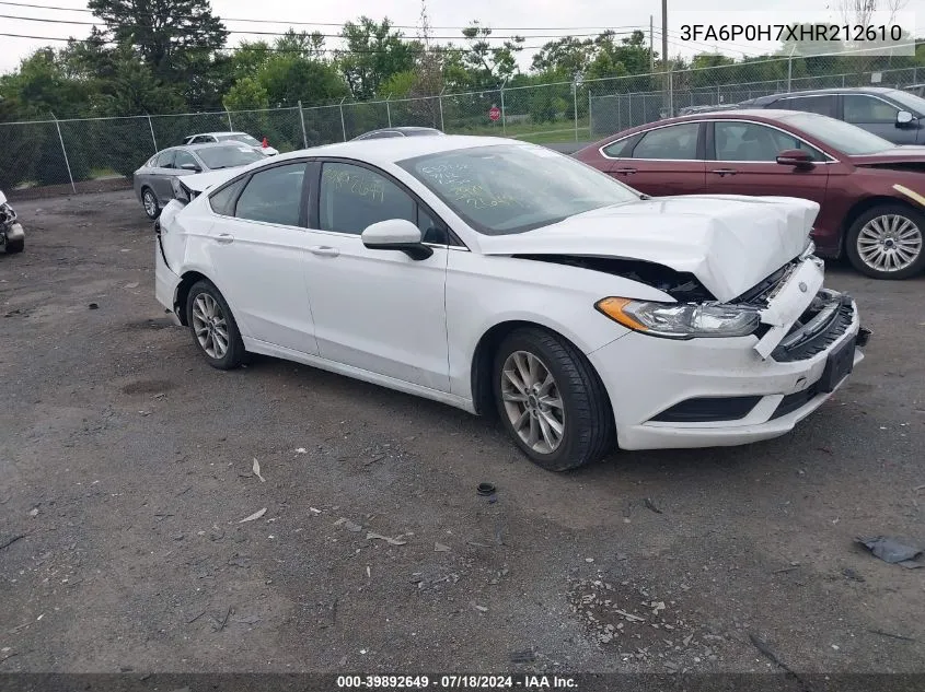 2017 Ford Fusion Se VIN: 3FA6P0H7XHR212610 Lot: 39892649