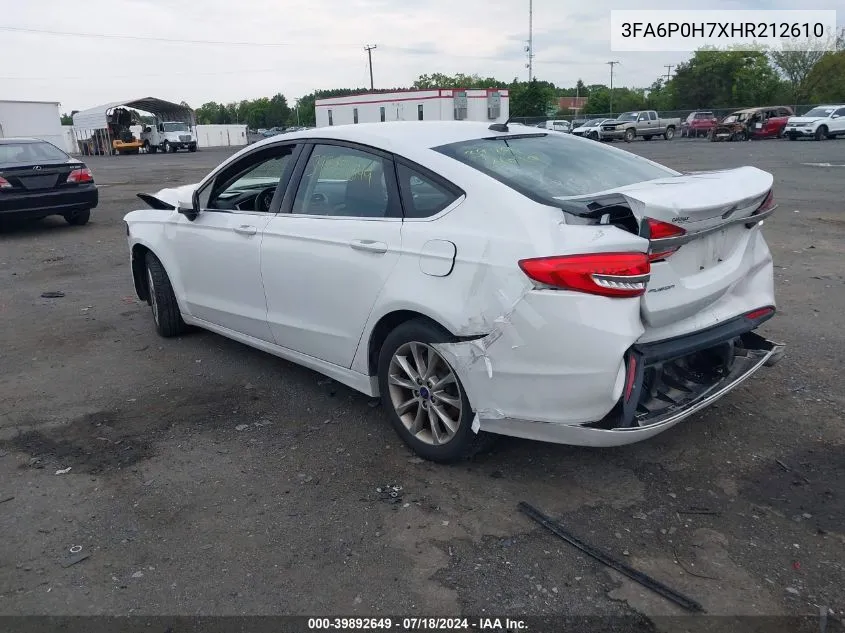 2017 Ford Fusion Se VIN: 3FA6P0H7XHR212610 Lot: 39892649