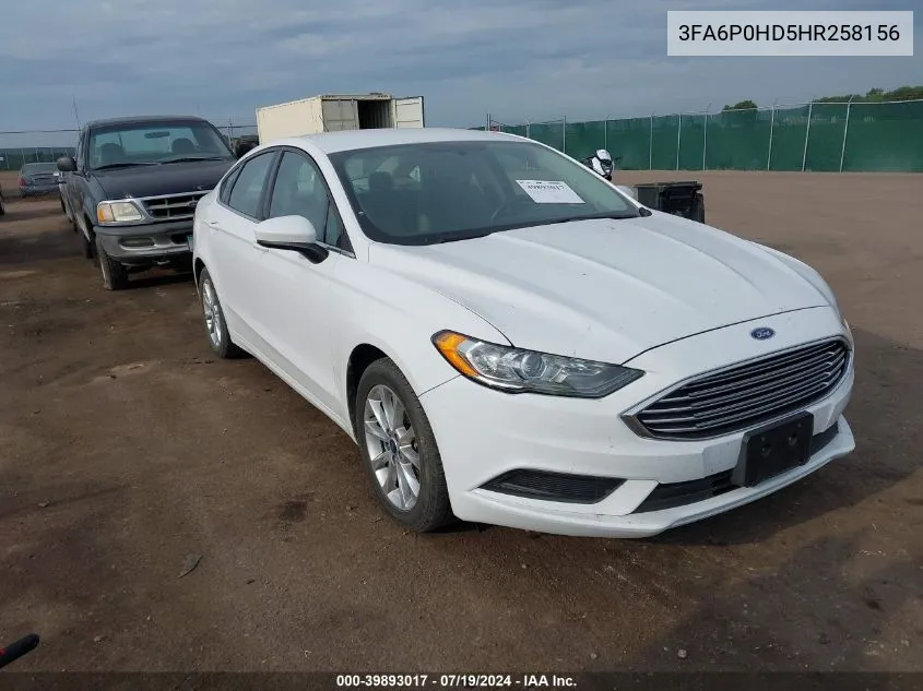 2017 Ford Fusion Se VIN: 3FA6P0HD5HR258156 Lot: 39893017