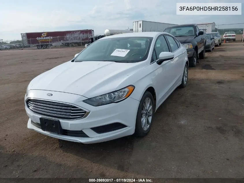 2017 Ford Fusion Se VIN: 3FA6P0HD5HR258156 Lot: 39893017