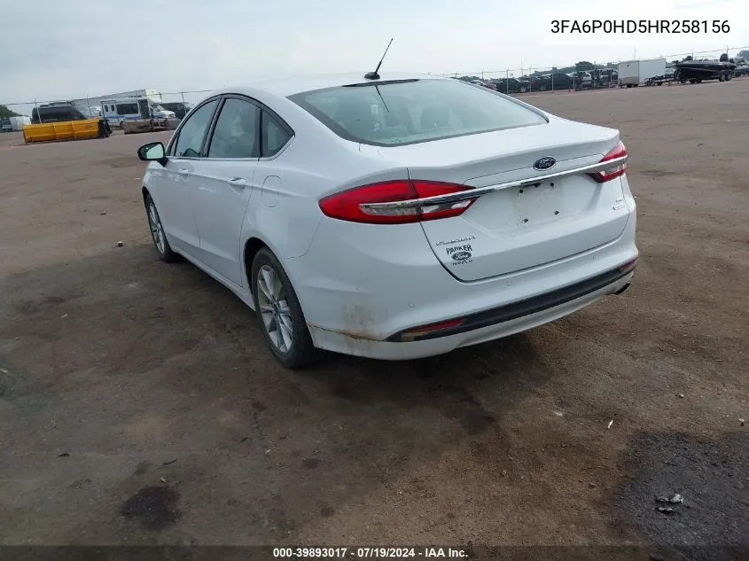 2017 Ford Fusion Se VIN: 3FA6P0HD5HR258156 Lot: 39893017