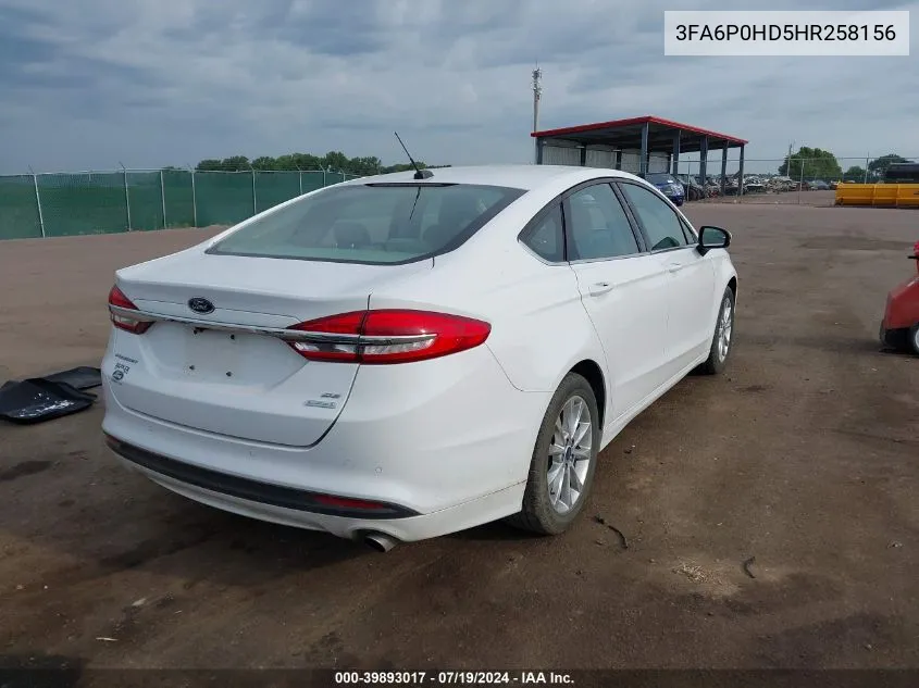 2017 Ford Fusion Se VIN: 3FA6P0HD5HR258156 Lot: 39893017