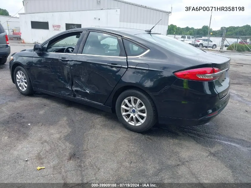 2017 Ford Fusion S VIN: 3FA6P0G71HR358198 Lot: 39909188