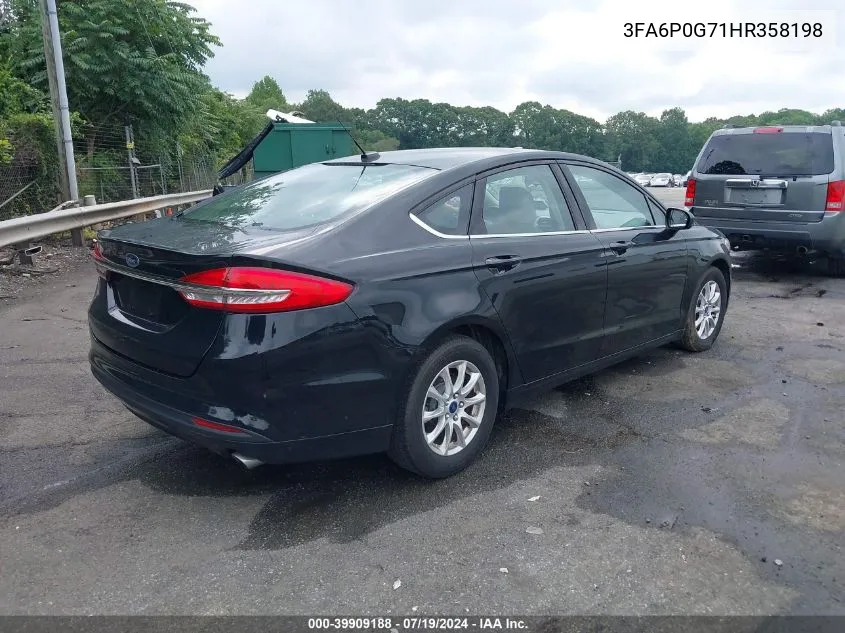 2017 Ford Fusion S VIN: 3FA6P0G71HR358198 Lot: 39909188