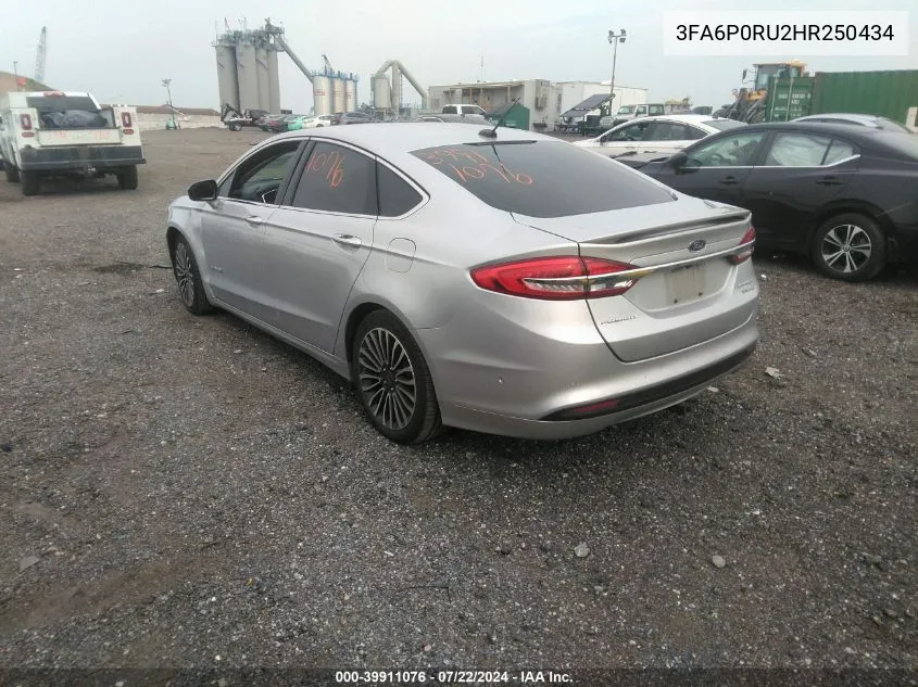 2017 Ford Fusion Hybrid Titanium VIN: 3FA6P0RU2HR250434 Lot: 39911076