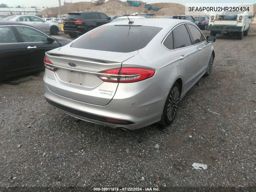 2017 Ford Fusion Hybrid Titanium VIN: 3FA6P0RU2HR250434 Lot: 39911076