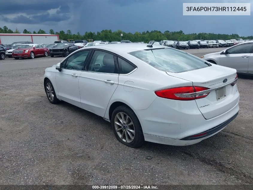 2017 Ford Fusion Se VIN: 3FA6P0H73HR112445 Lot: 39912059