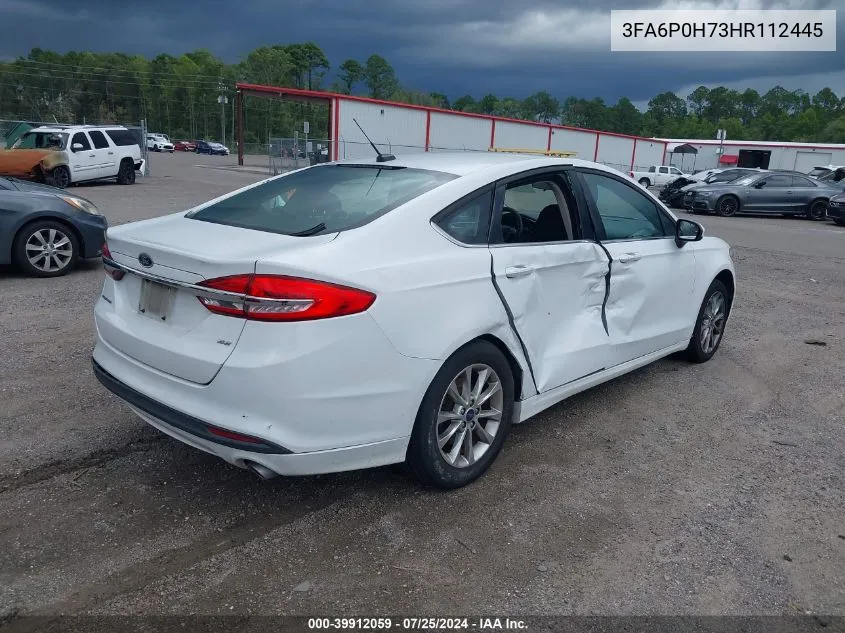 2017 Ford Fusion Se VIN: 3FA6P0H73HR112445 Lot: 39912059